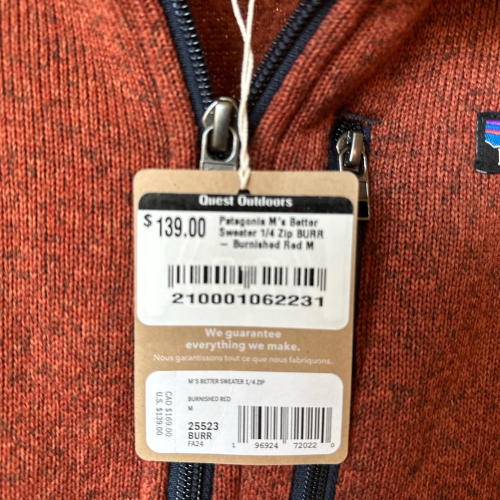 Patagonia Burnt Orange Zip Up Sweater Knit Texture